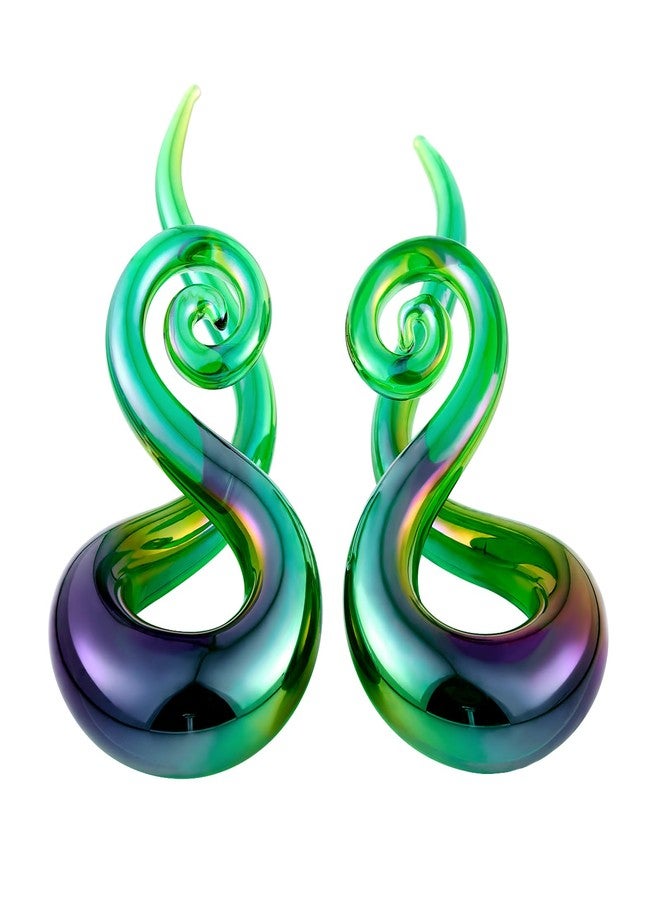 Qmcandy 2pcs Glass Splatter Spiral Ear Tapers Hanger Gauges Piercing Gauges for Ear 00g, Green - Image 1